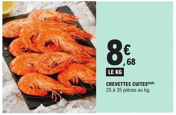 CREVETTES CUITES(6/9) 25 à 35 pièces au kg.