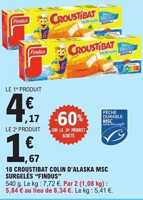 Croustibat Colin d'Alaska MSC surgelés Findus