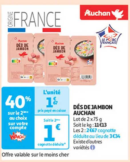 DÉS DE JAMBON AUCHAN