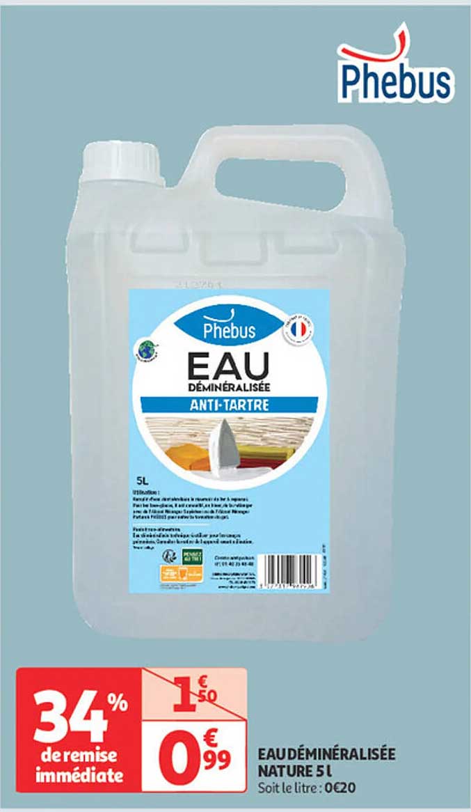 EAU DÉMINERALISÉE NATURE 5 L