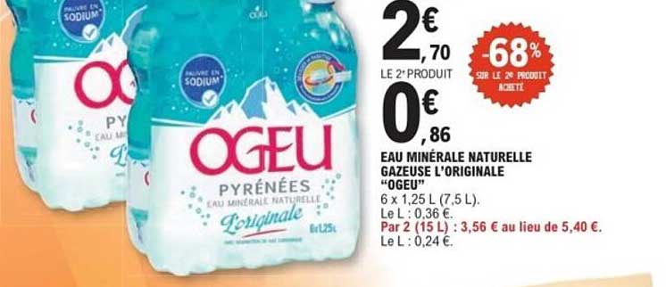 EAU MINÉRALE NATURELLE GAZEUSE L'ORIGINALE "OGEU"