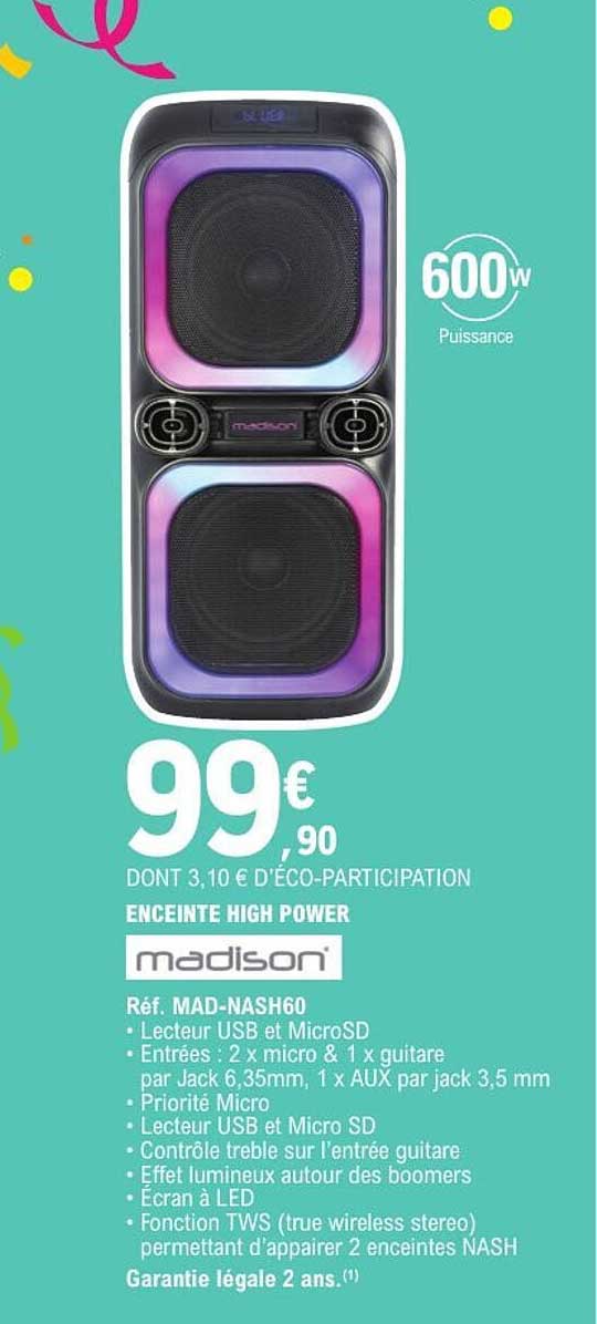 ENCEINTE HIGH POWER MADISON