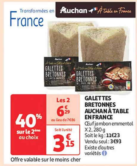 GALETTES BRETONNES AUCHAN À TABLE EN FRANCE