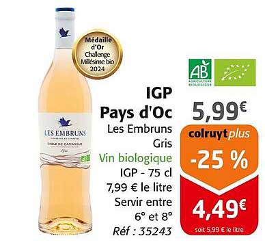 IGP Pays d'Oc Les Embruns Gris
