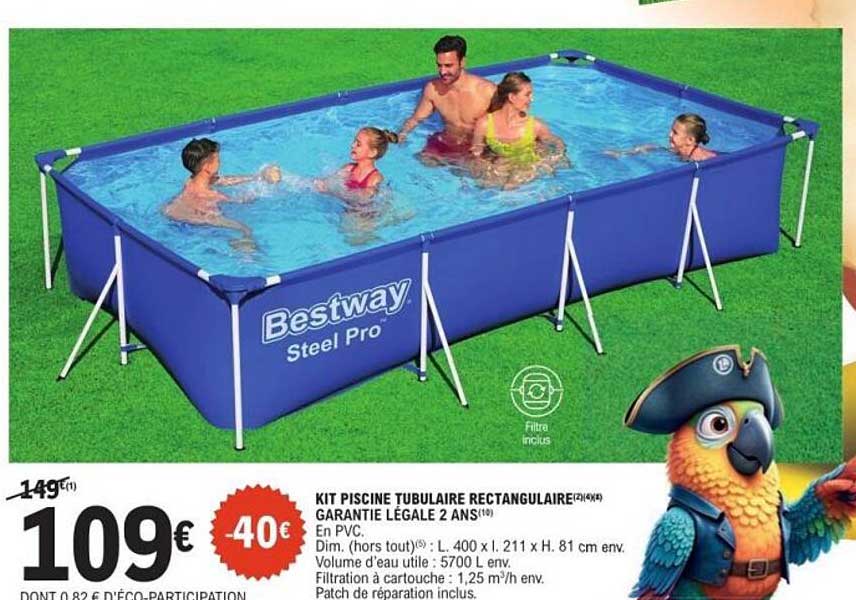 KIT PISCINE TUBULAIRE RECTANGULAIRE Bestway Steel Pro
