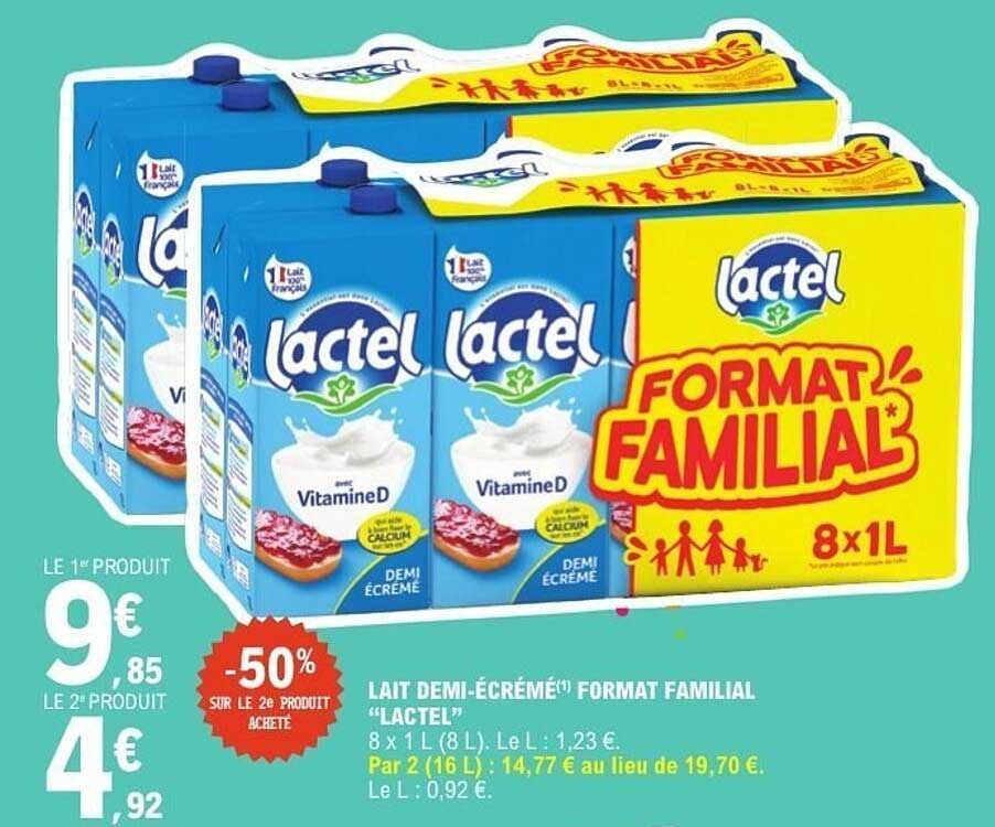 LAIT DEMI-ÉCRÉMÉ FORMAT FAMILIAL "LACTEL"