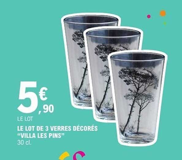 LE LOT DE 3 VERRES DÉCORÉS "VILLA LES PINS"