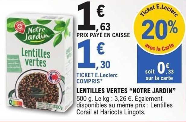 LENTILLES VERTES “NOTRE JARDIN”