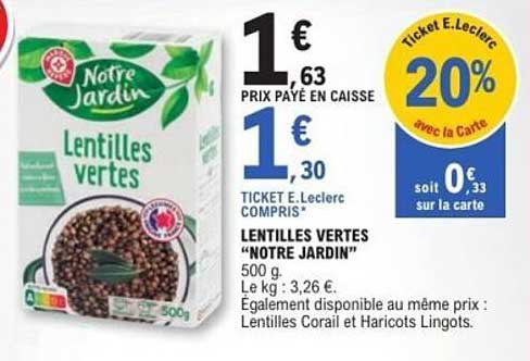 LENTILLES VERTES "NOTRE JARDIN"