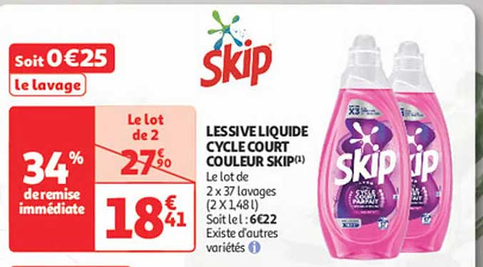 LESSIVE LIQUIDE CYCLE COURT COULEUR SKIP