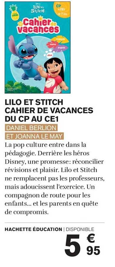 LILO ET STITCH CAHIER DE VACANCES DU CP AU CE1
