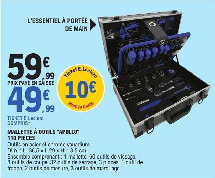 MALLETTE À OUTILS "APOLLO" 110 PIÈCES