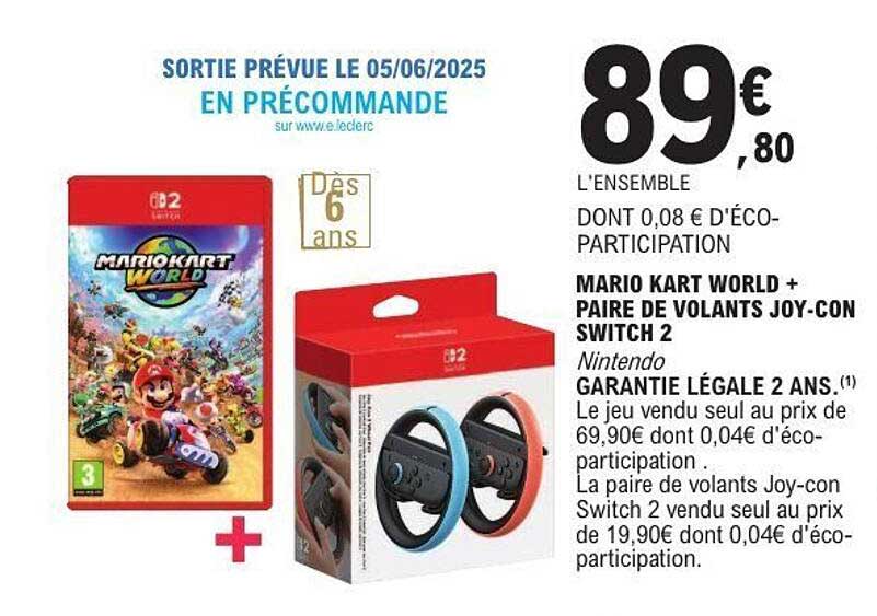 MARIO KART WORLD + PAIRE DE VOLANTS JOY-CON SWITCH 2