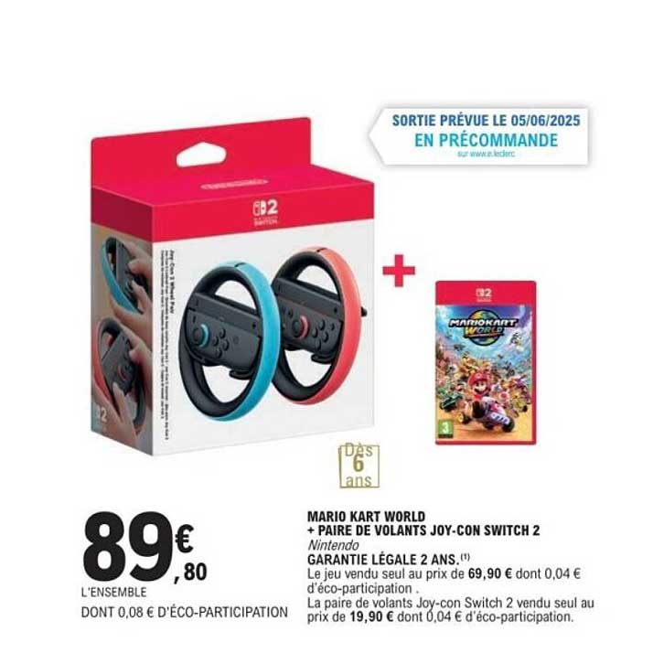 MARIO KART WORLD + PAIRE DE VOLANTS JOY-CON SWITCH 2