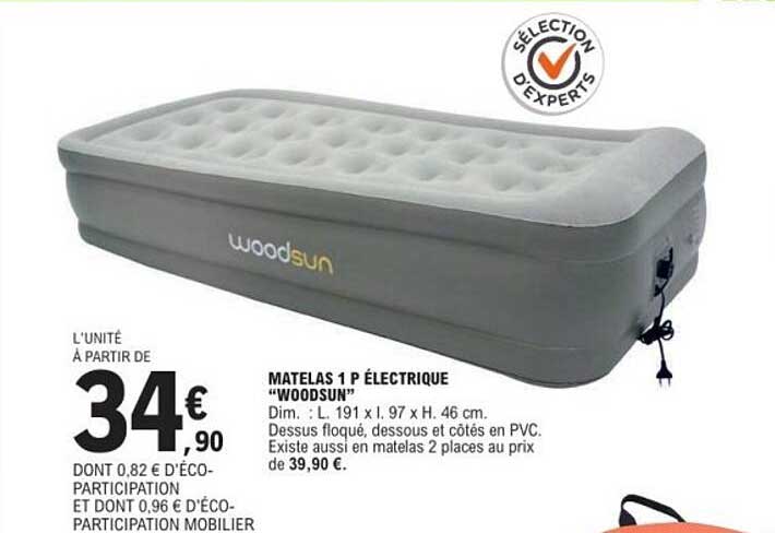 MATELAS 1 P ÉLECTRIQUE "WOODSUN"