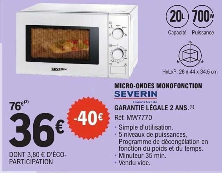 MICRO-ONDES MONOFONCTION SEVERIN