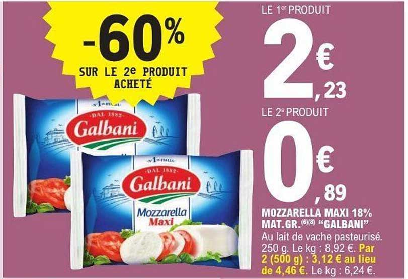 MOZZARELLA MAXI 18% MAT.GR. (6/8) "GALBANI"