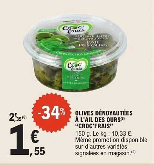 OLIVES DÉNOYAUTÉES À L'AIL DES OURS "CROC'FRAIS"