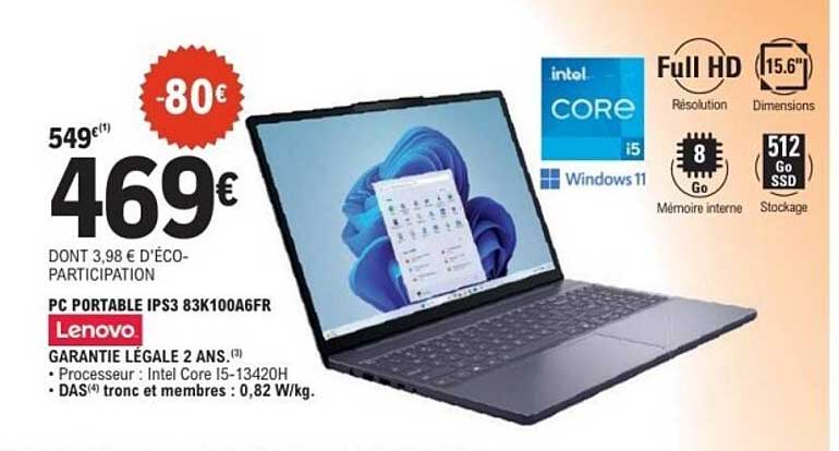 PC PORTABLE IPS3 83K100A6FR