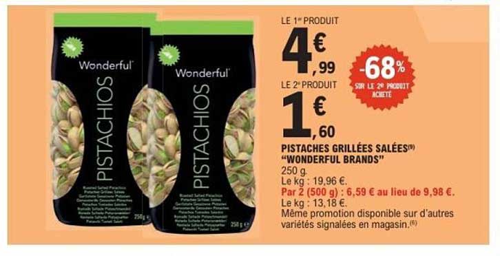 PISTACHES GRILLÉES SALÉES "WONDERFUL BRANDS"