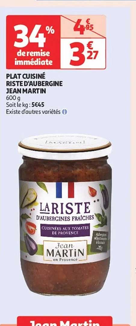 PLAT CUISINÉ RISTE D'AUBERGINE JEAN MARTIN