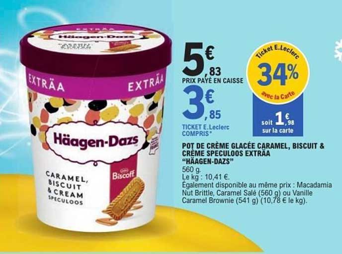 Pot de crème glacée caramel, biscuit & crème speculoos extra "Häagen-Dazs"