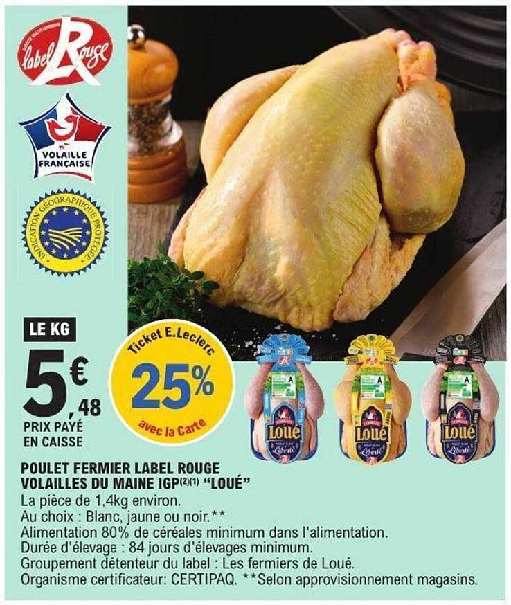POULET FERMIER LABEL ROUGE VOLAILLES DU MAINE IGP "LOUÉ"