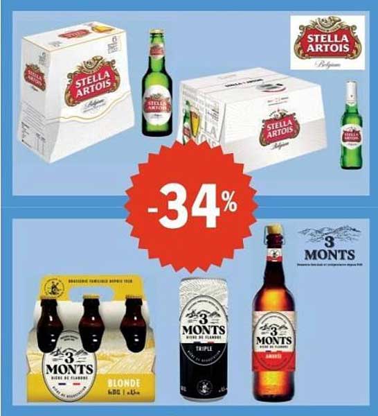 Promotions sur les bières Stella Artois et 3 Monts