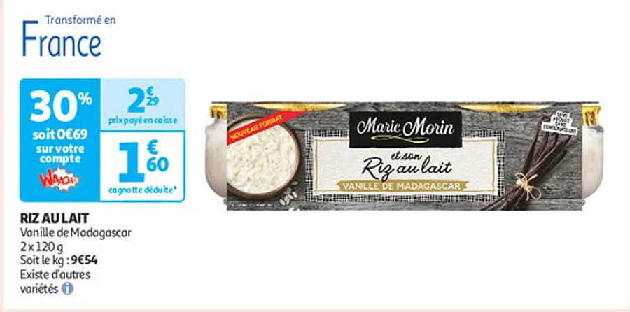 RIZ AU LAIT Vanille de Madagascar