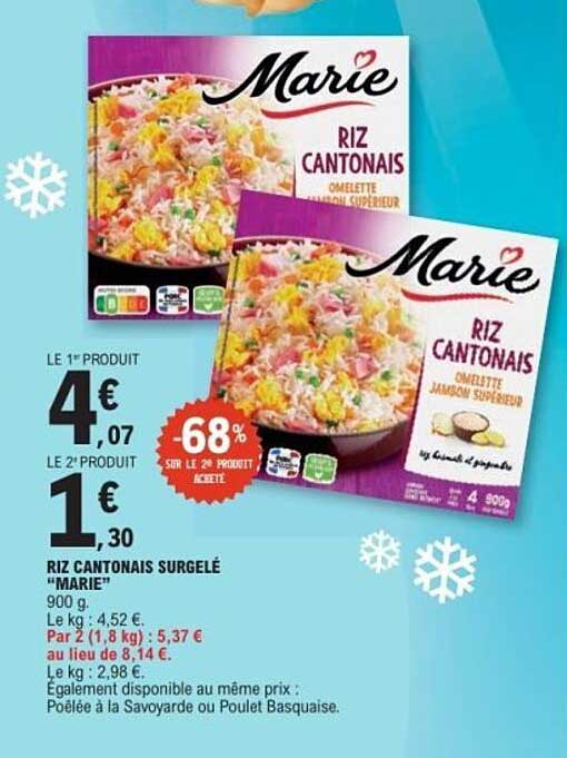 RIZ CANTONAIS SURGELÉ "MARIE"