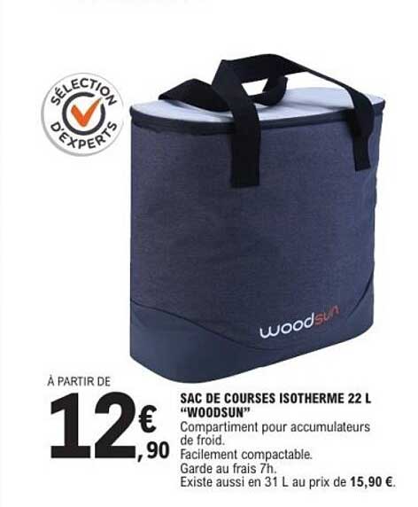 SAC DE COURSES ISOTHERME 22 L "WOODSUN"