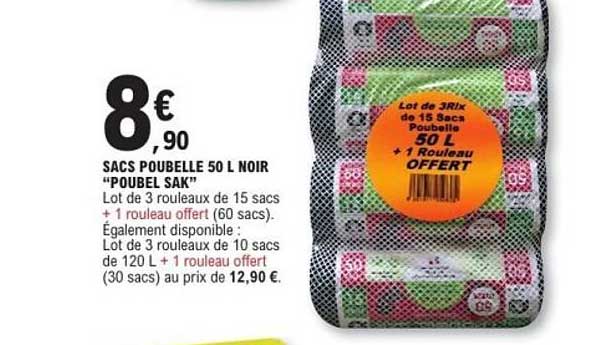 SACS POUBELLE 50 L NOIR "POUBEL SAK"