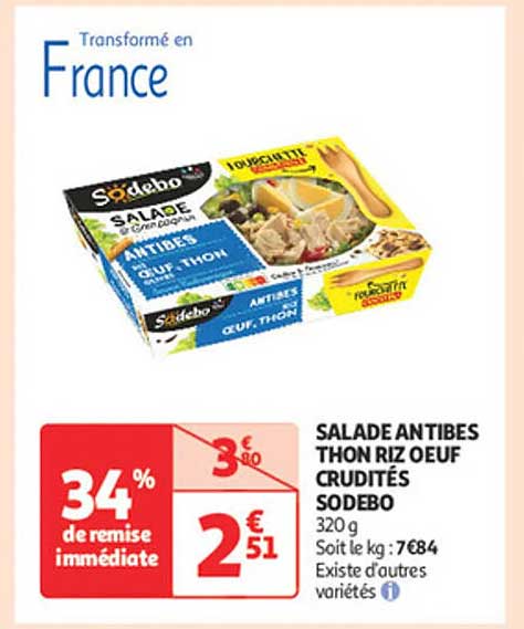SALADE ANTIBES THON RIZ ŒUF CRUDITÉS SODEBO