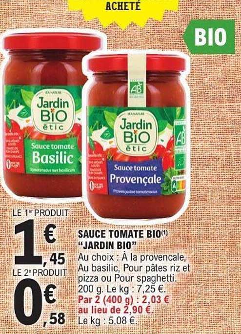 SAUCE TOMATE BIO "JARDIN BIO"