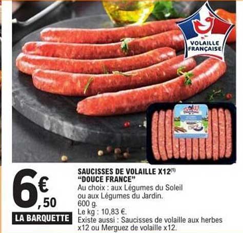 SAUCISSES DE VOLAILLE X12" “DOUCE FRANCE”