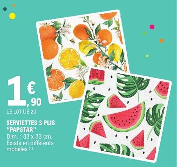 Serviettes 3 plis "Papstar" - Lot de 20