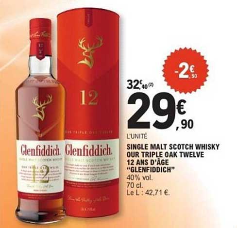 SINGLE MALT SCOTCH WHISKY OUR TRIPLE OAK TWELVE 12 ANS D'ÂGE "GLENFIDDICH"