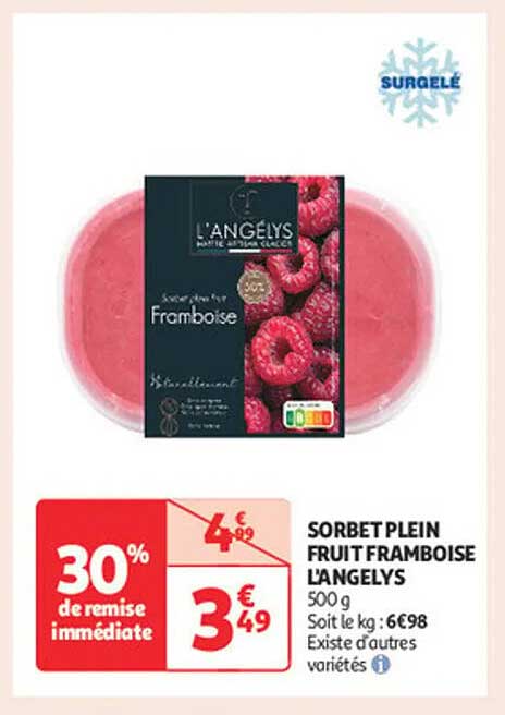 SORBET PLEIN FRUIT FRAMBOISE L’ANGELYS