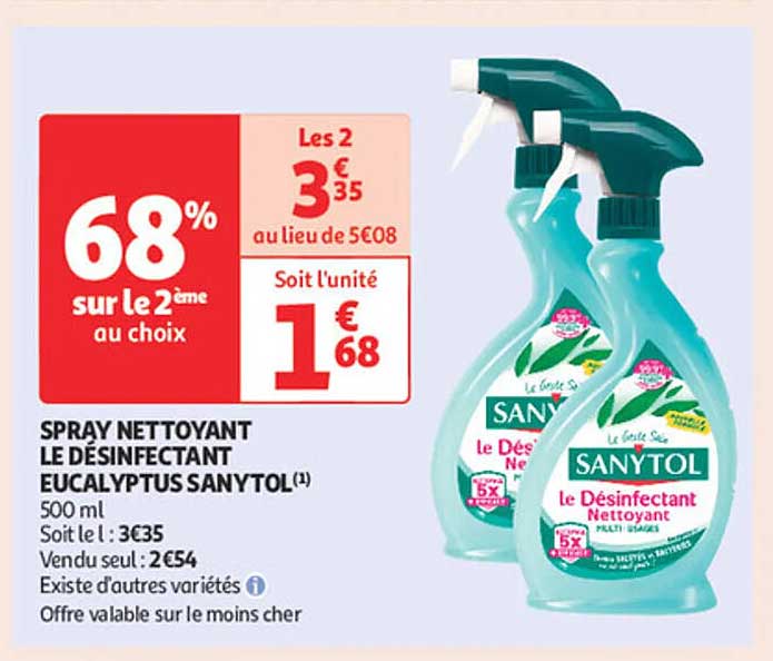 SPRAY NETTOYANT LE DÉSINFECTANT EUCALYPTUS SANYTOL
