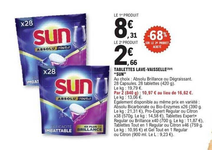 TABLETTES LAVE-VAISSELLE "SUN"