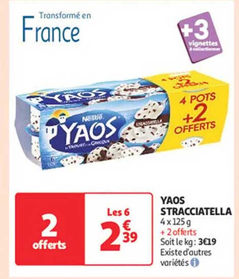 YAOS STRACCIATELLA 4 x 125 g + 2 offerts