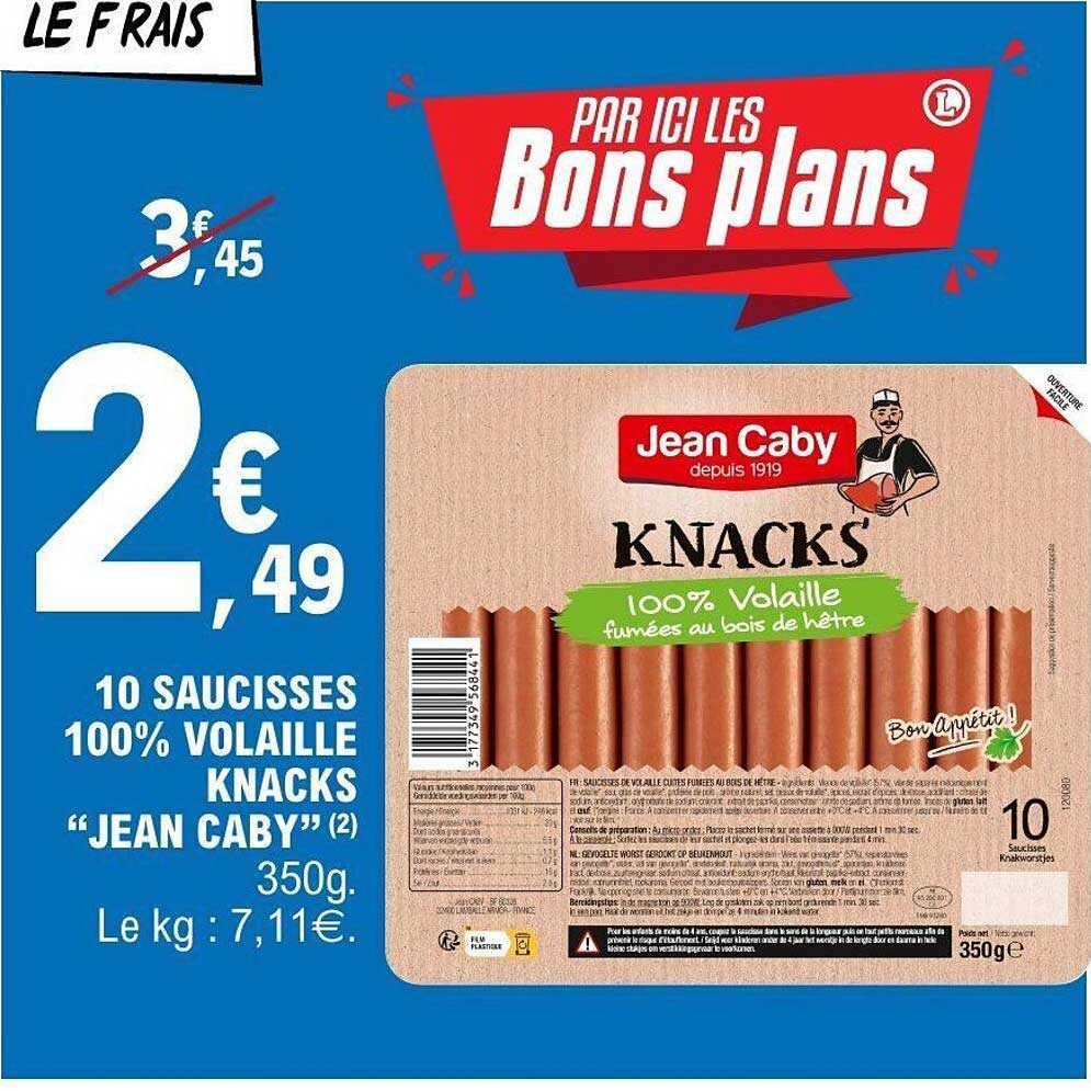 10 SAUCISSES 100% VOLAILLE KNACKS “JEAN CABY” (2) 350g.