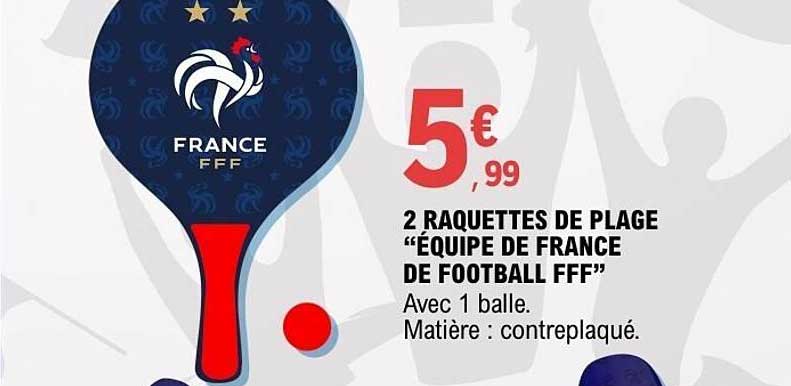 2 RAQUETTES DE PLAGE “ÉQUIPE DE FRANCE DE FOOTBALL FFF”