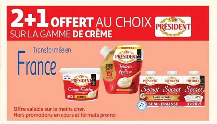 2+1 OFFERT AU CHOIX SUR LA GAMME DE CRÈME