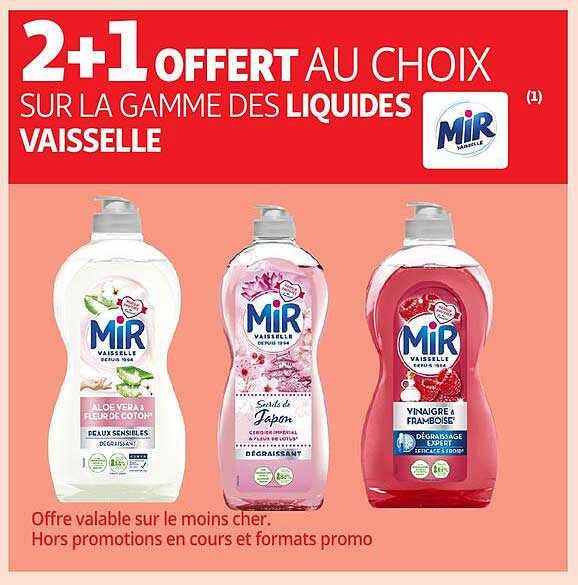 2+1 OFFERT AU CHOIX SUR LA GAMME DES LIQUIDES VAISSELLE