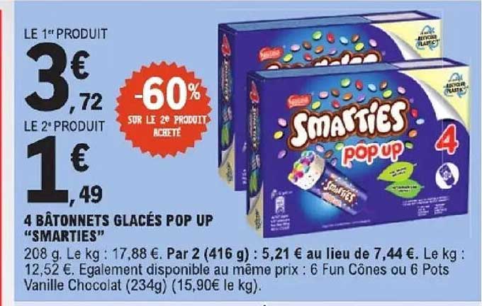 4 BÂTONNETS GLACÉS POP UP "SMARTIES"
