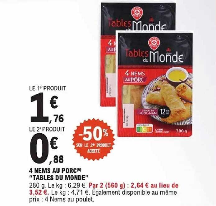 4 NEMS AU PORC «TABLES DU MONDE»