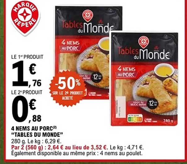 4 NEMS AU PORC "TABLES DU MONDE"