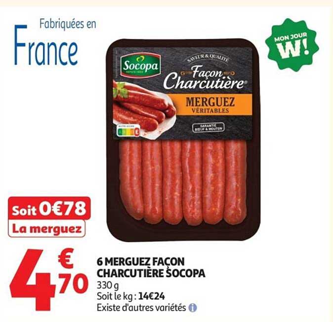 6 MERGUEZ FAÇON CHARCUTIÈRE SOCOPA