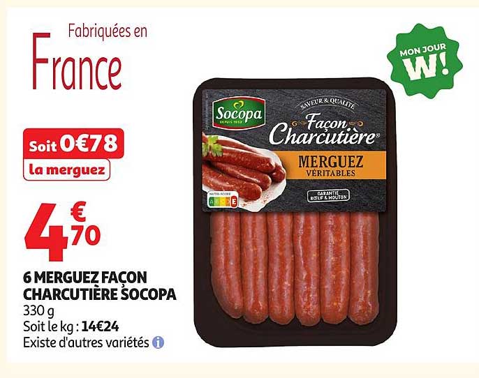 6 MERGUEZ FAÇON CHARCUTIÈRE SOCOPA